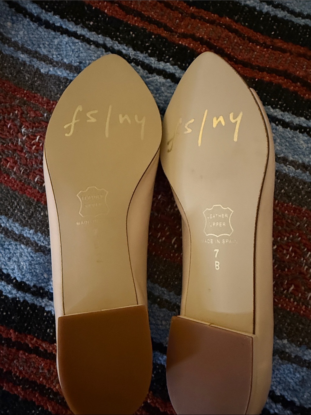French Sole/NY Beige and Black Pointed Cap Toe Flats - Picture 3 of 4
